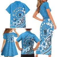 Personalised Penrhyn Gospel Day Family Matching Short Sleeve Bodycon Dress and Hawaiian Shirt Cook Islands Tribal Pattern