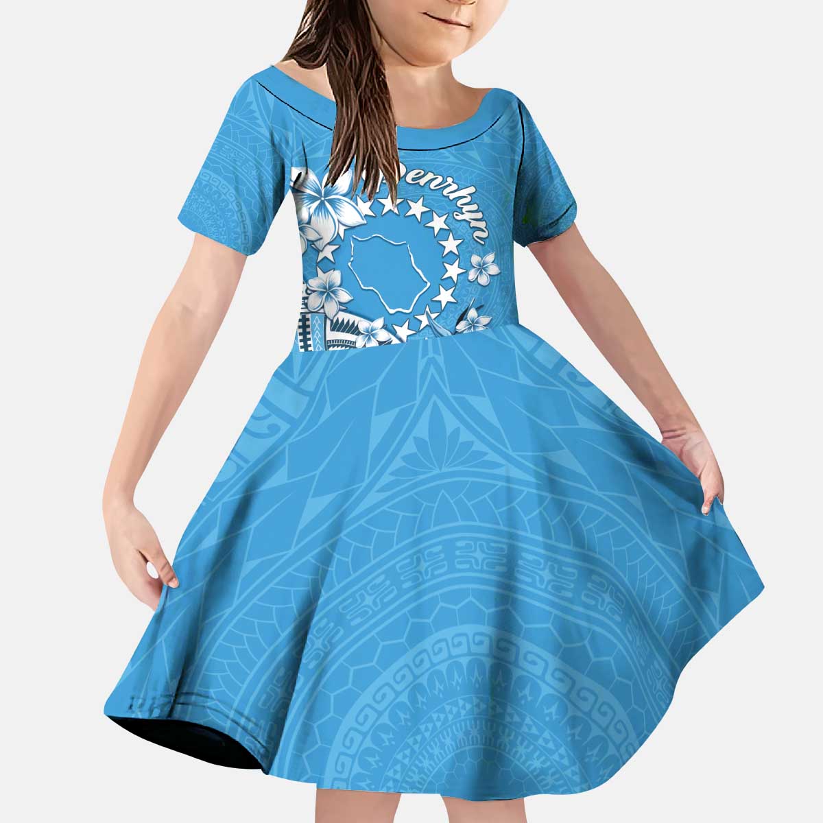 Personalised Penrhyn Gospel Day Kid Short Sleeve Dress Cook Islands Tribal Pattern