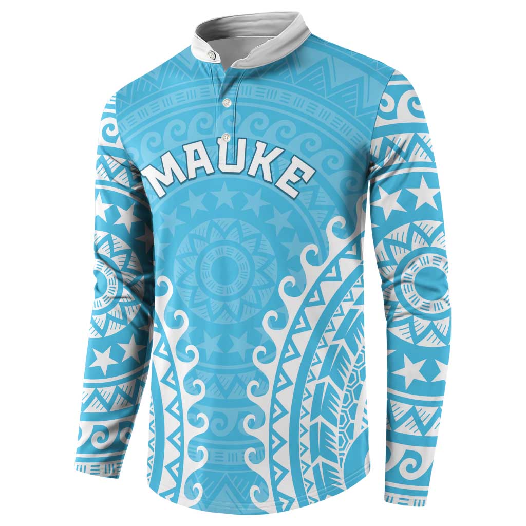 Custom Cook Islands Mauke Button Sweatshirt Polynesian Tribal Tattoo