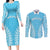 Custom Cook Islands Mauke Couples Matching Long Sleeve Bodycon Dress and Long Sleeve Button Shirt Polynesian Tribal Tattoo