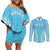 Custom Cook Islands Mauke Couples Matching Off Shoulder Short Dress and Long Sleeve Button Shirt Polynesian Tribal Tattoo
