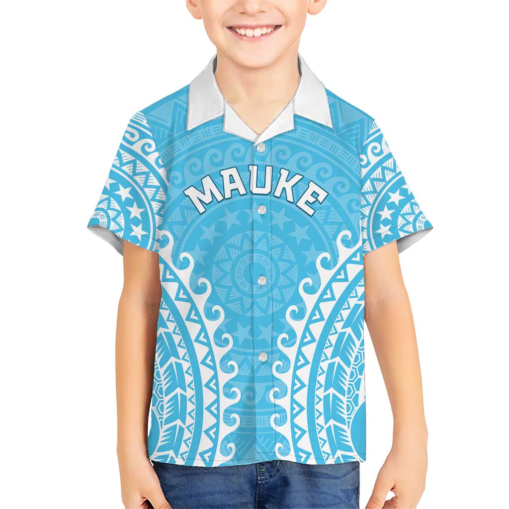 Custom Cook Islands Mauke Family Matching Short Sleeve Bodycon Dress and Hawaiian Shirt Polynesian Tribal Tattoo