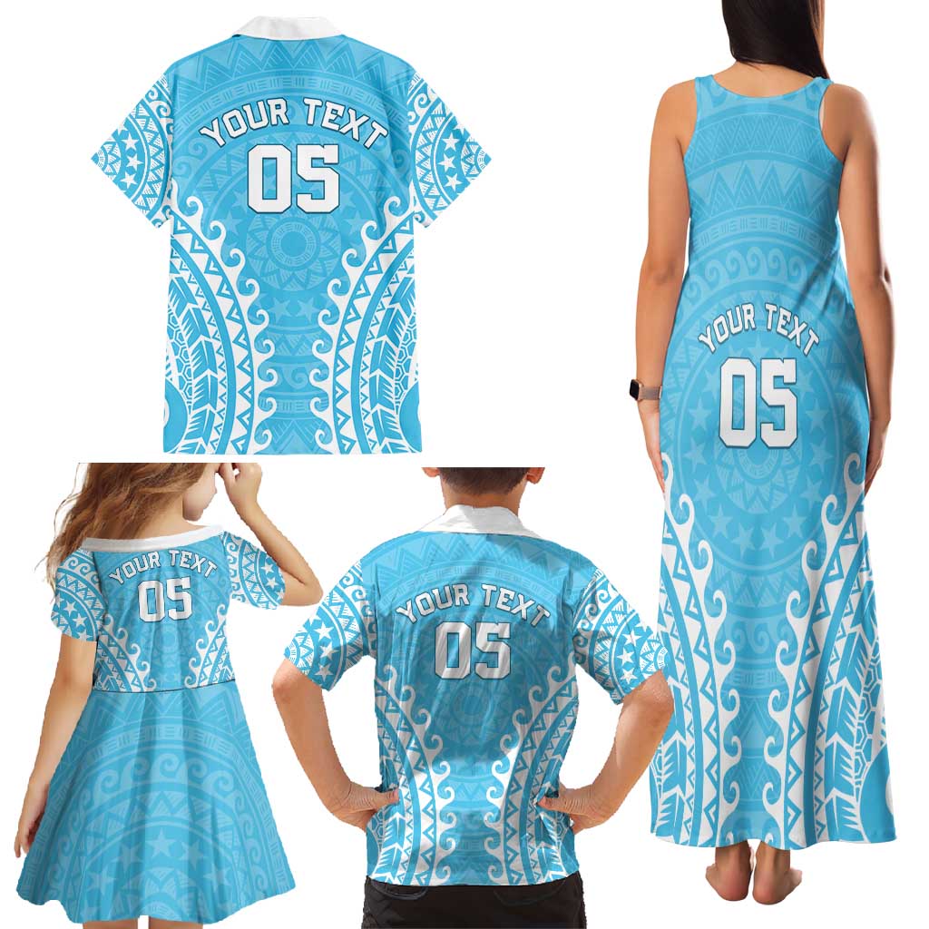 Custom Cook Islands Mauke Family Matching Tank Maxi Dress and Hawaiian Shirt Polynesian Tribal Tattoo