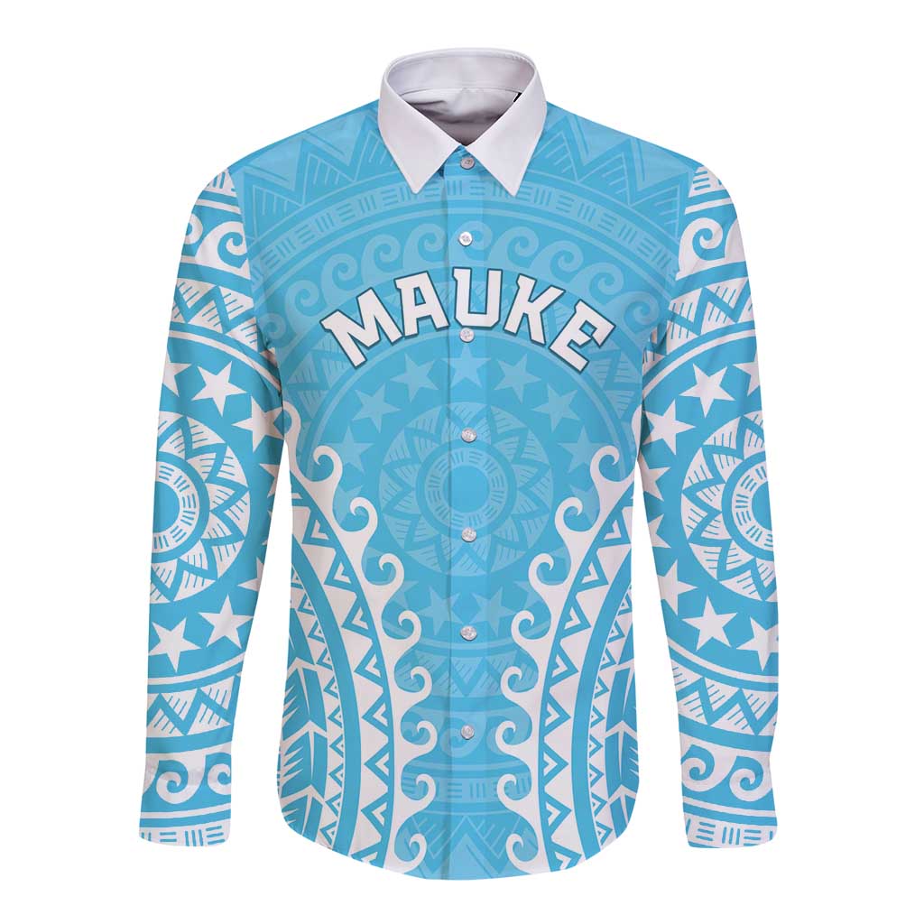 Custom Cook Islands Mauke Long Sleeve Button Shirt Polynesian Tribal Tattoo