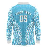 Custom Cook Islands Mauke Long Sleeve Polo Shirt Polynesian Tribal Tattoo