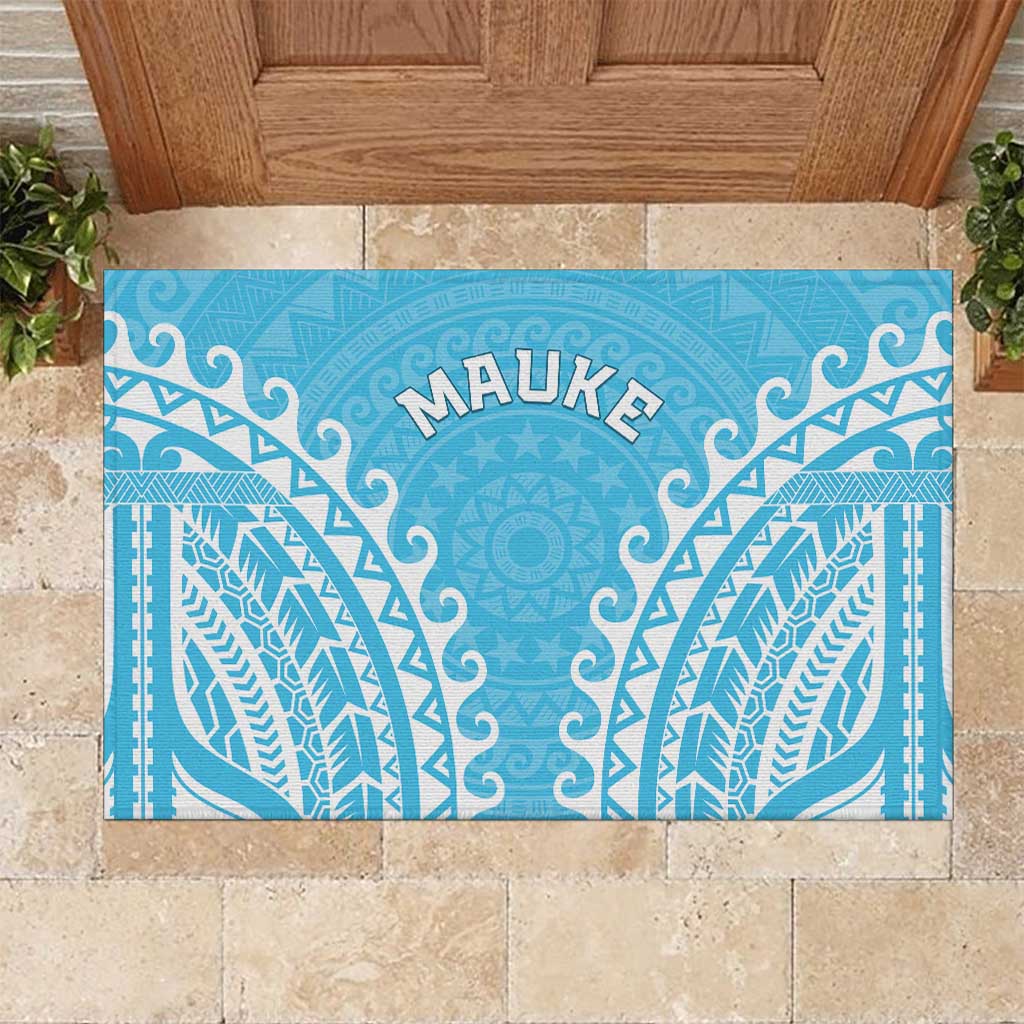 Custom Cook Islands Mauke Rubber Doormat Polynesian Tribal Tattoo