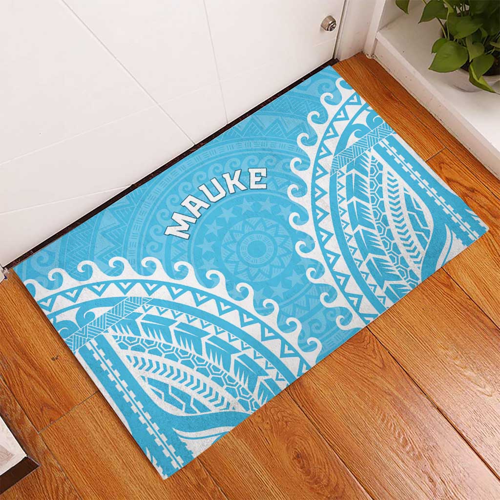 Custom Cook Islands Mauke Rubber Doormat Polynesian Tribal Tattoo
