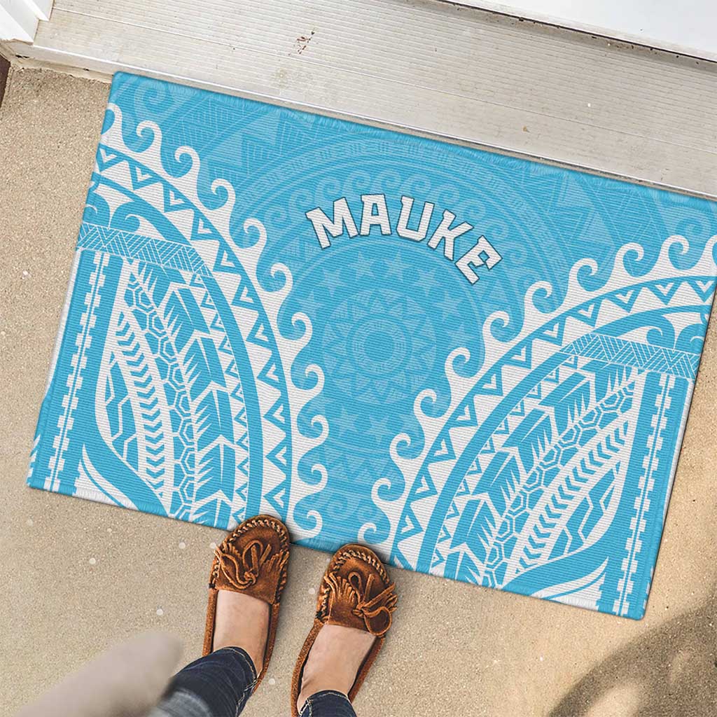 Custom Cook Islands Mauke Rubber Doormat Polynesian Tribal Tattoo