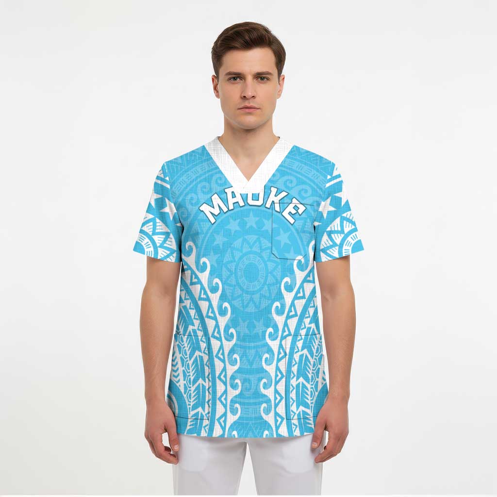 Custom Cook Islands Mauke Scrub Top Polynesian Tribal Tattoo - Polynesian Pride