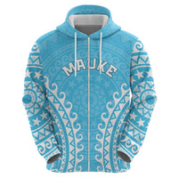 Custom Cook Islands Mauke Zip Hoodie Polynesian Tribal Tattoo