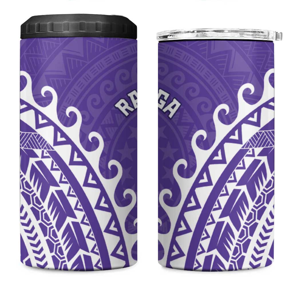 Cook Islands Rarotonga 4 in 1 Can Cooler Tumbler Polynesian Tribal Tattoo