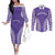 Custom Cook Islands Rarotonga Couples Matching Off The Shoulder Long Sleeve Dress and Long Sleeve Button Shirt Polynesian Tribal Tattoo