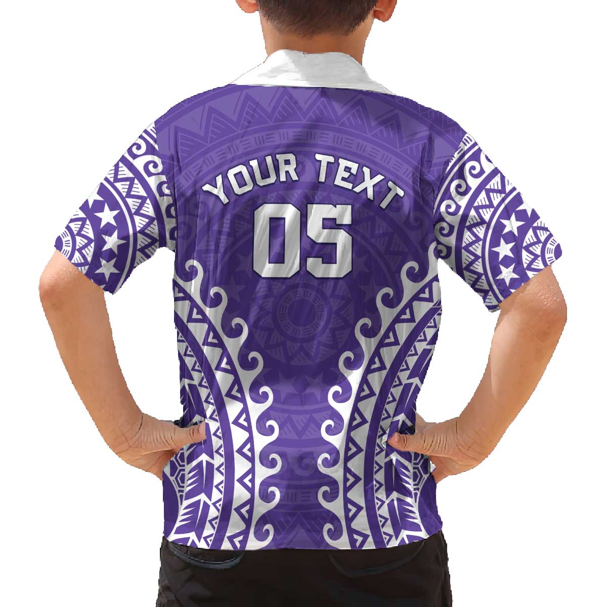 Custom Cook Islands Rarotonga Family Matching Off The Shoulder Long Sleeve Dress and Hawaiian Shirt Polynesian Tribal Tattoo LT05 - Polynesian Pride