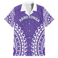 Custom Cook Islands Rarotonga Family Matching Summer Maxi Dress and Hawaiian Shirt Polynesian Tribal Tattoo LT05 Dad's Shirt - Short Sleeve Purple - Polynesian Pride