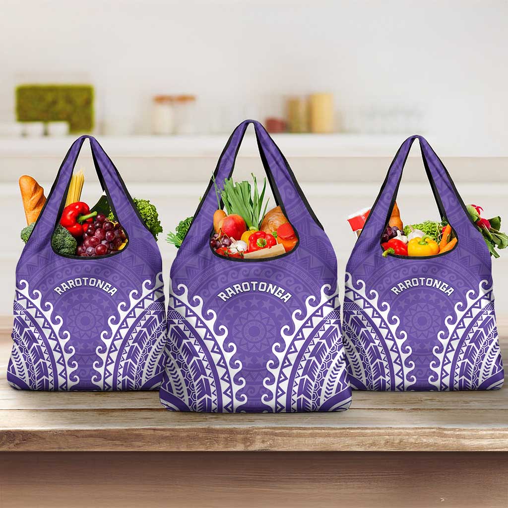Cook Islands Rarotonga Grocery Bag Polynesian Tribal Tattoo LT05 3-pack One Size Purple - Polynesian Pride