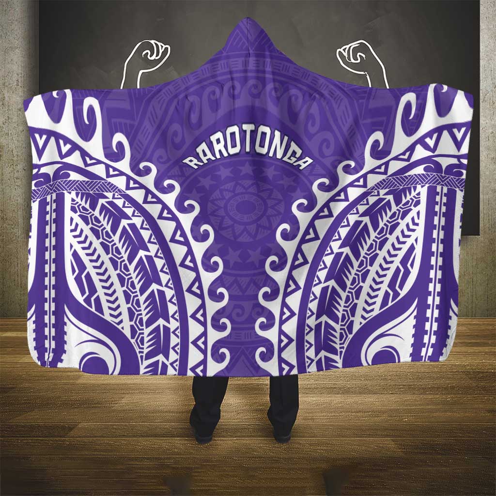 Custom Cook Islands Rarotonga Hooded Blanket Polynesian Tribal Tattoo