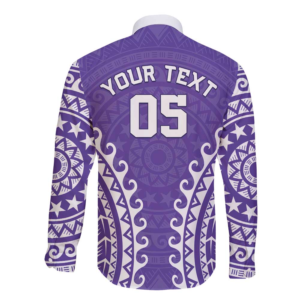 Custom Cook Islands Rarotonga Long Sleeve Button Shirt Polynesian Tribal Tattoo