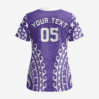 Custom Cook Islands Rarotonga Scrub Top Polynesian Tribal Tattoo - Polynesian Pride