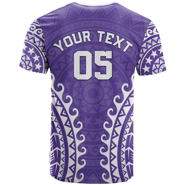 (Custom Text and Number) Rarotonga Cook Islands T Shirt KID Turtle and Map Style Purple LT13