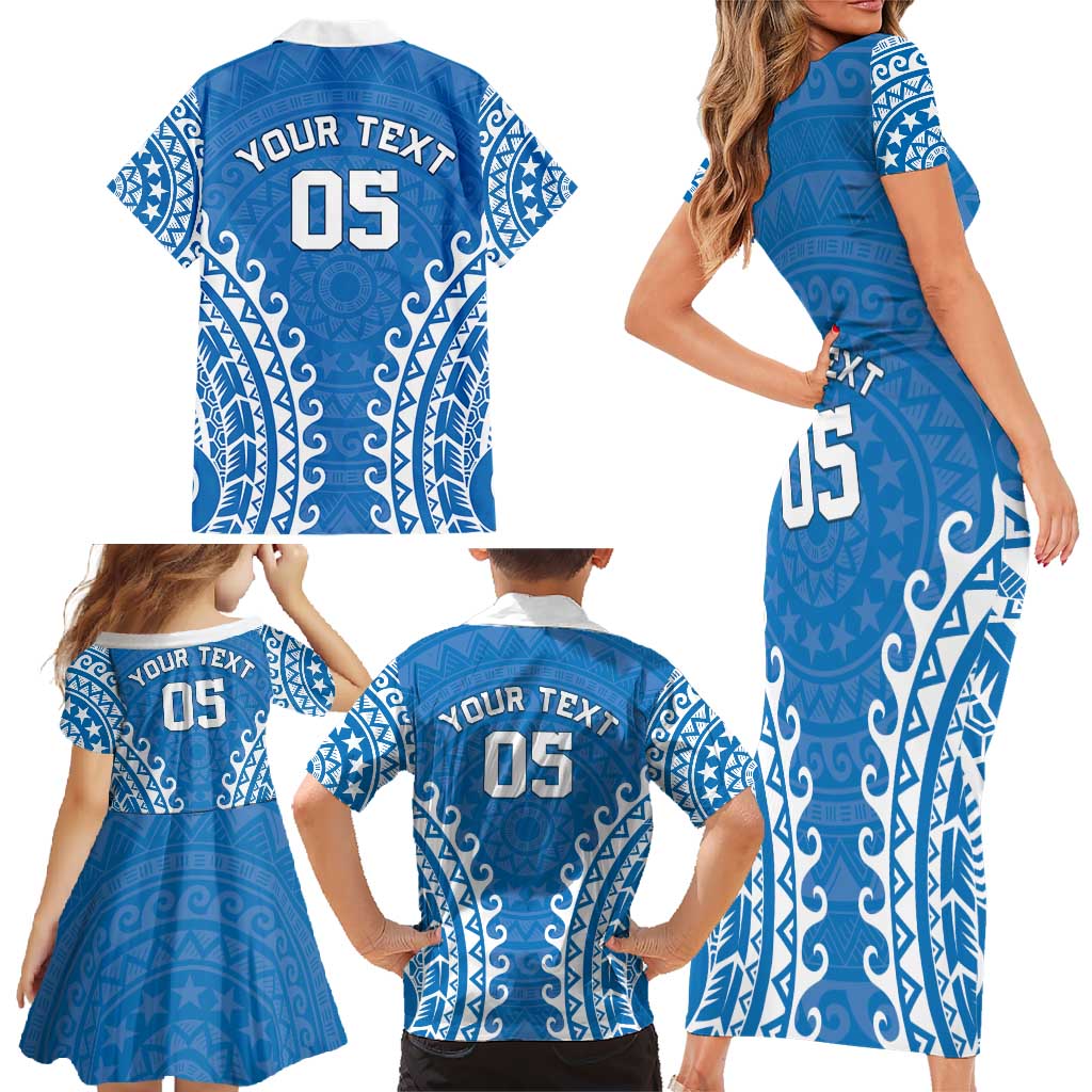 Custom Cook Islands Pukapuka Family Matching Short Sleeve Bodycon Dress and Hawaiian Shirt Polynesian Tribal Tattoo