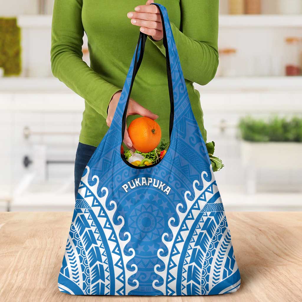 Custom Cook Islands Pukapuka Grocery Bag Polynesian Tribal Tattoo