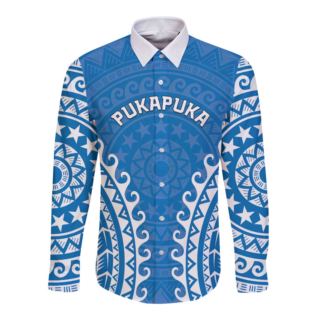 Custom Cook Islands Pukapuka Long Sleeve Button Shirt Polynesian Tribal Tattoo