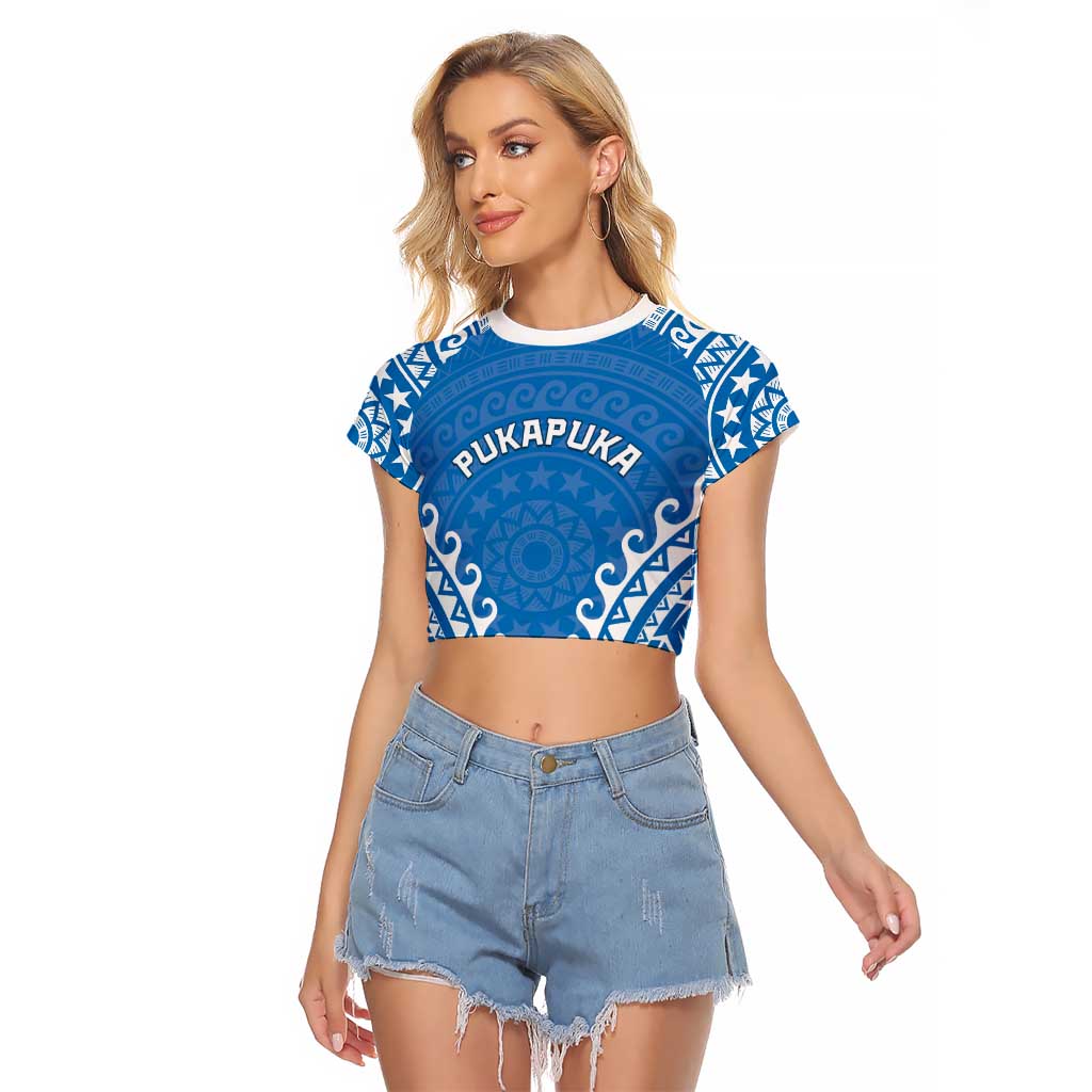 Custom Cook Islands Pukapuka Raglan Cropped T Shirt Polynesian Tribal Tattoo