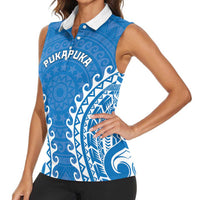 Custom Cook Islands Pukapuka Women Sleeveless Polo Shirt Polynesian Tribal Tattoo