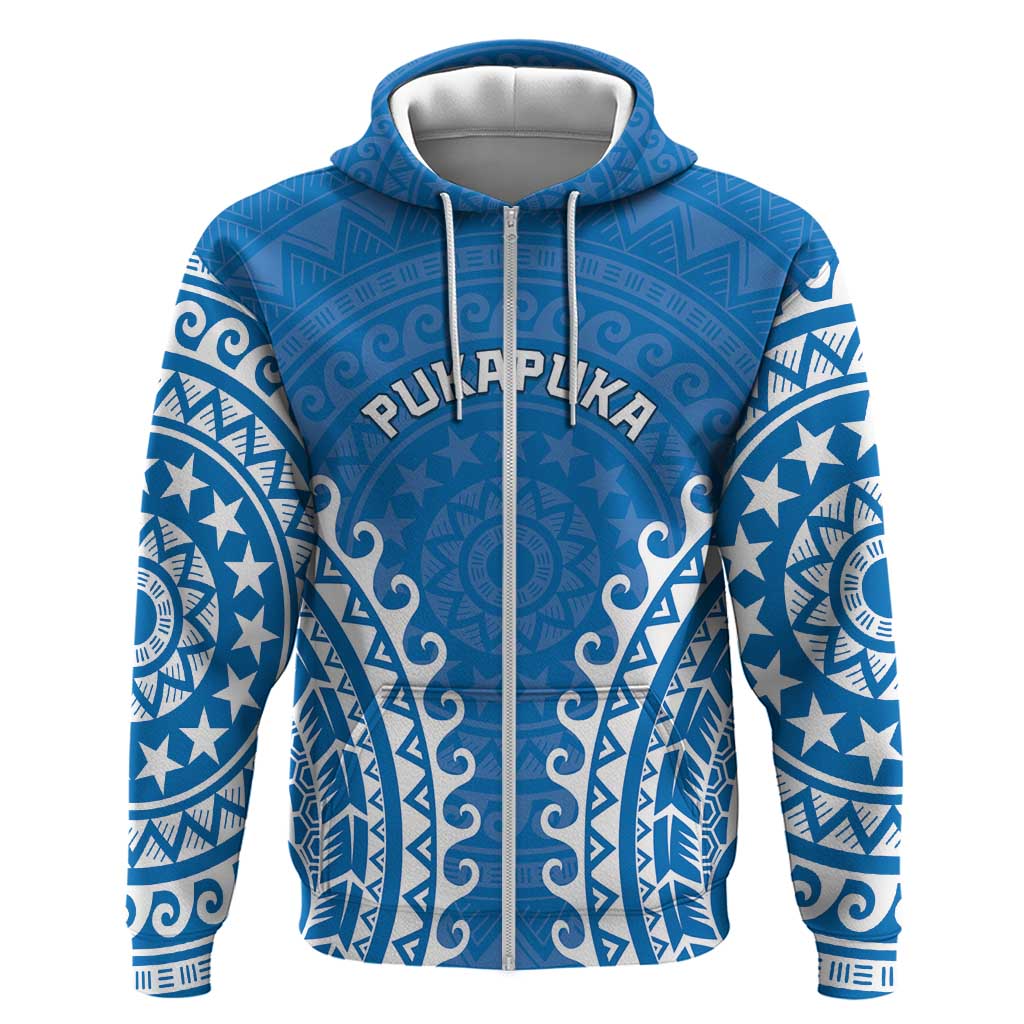 Custom Cook Islands Pukapuka Zip Hoodie Polynesian Tribal Tattoo