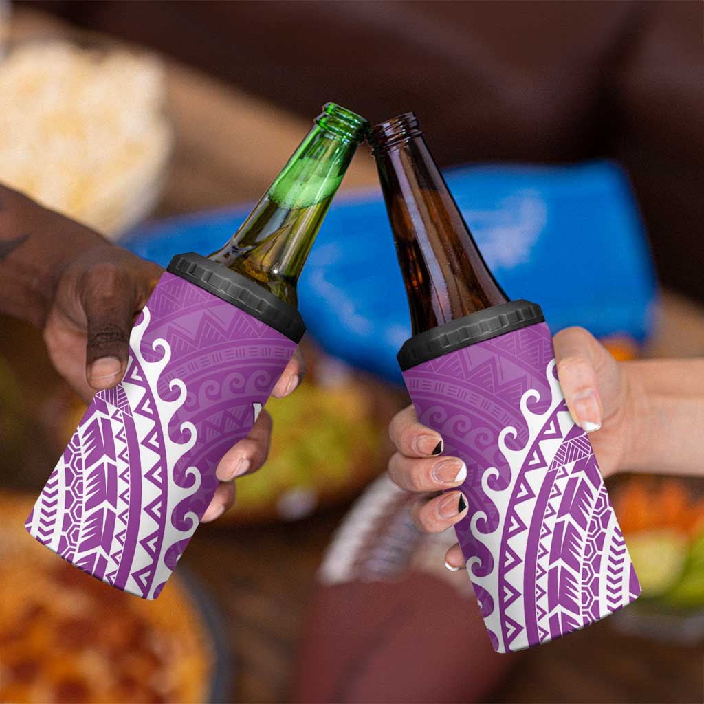 Cook Islands Mangaia 4 in 1 Can Cooler Tumbler Polynesian Tribal Tattoo