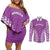 Custom Cook Islands Mangaia Couples Matching Off Shoulder Short Dress and Long Sleeve Button Shirt Polynesian Tribal Tattoo