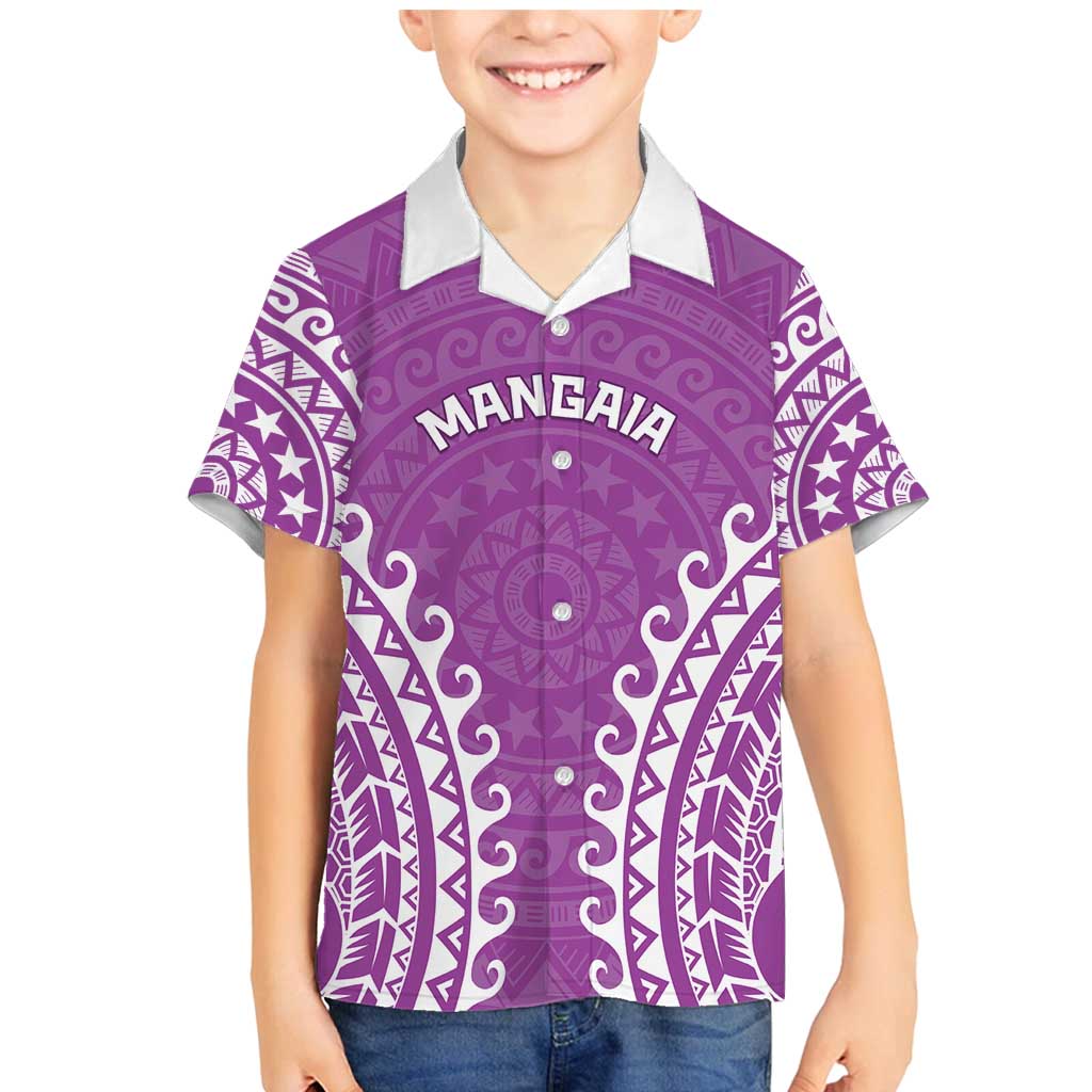 Custom Cook Islands Mangaia Family Matching Mermaid Dress and Hawaiian Shirt Polynesian Tribal Tattoo LT05 Son's Shirt Pink - Polynesian Pride