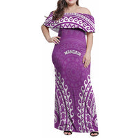 Custom Cook Islands Mangaia Family Matching Off Shoulder Maxi Dress and Hawaiian Shirt Polynesian Tribal Tattoo