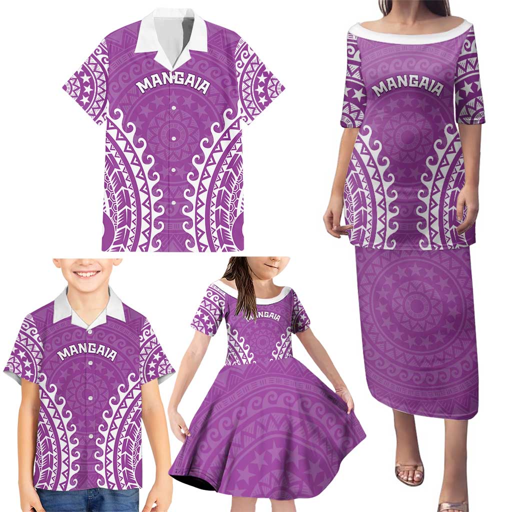 Custom Cook Islands Mangaia Family Matching Puletasi and Hawaiian Shirt Polynesian Tribal Tattoo
