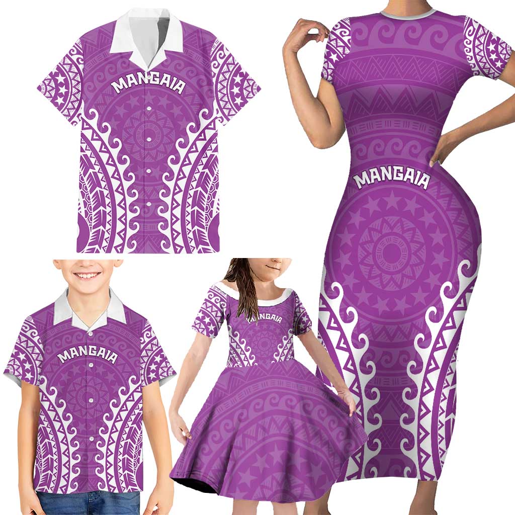 Custom Cook Islands Mangaia Family Matching Short Sleeve Bodycon Dress and Hawaiian Shirt Polynesian Tribal Tattoo