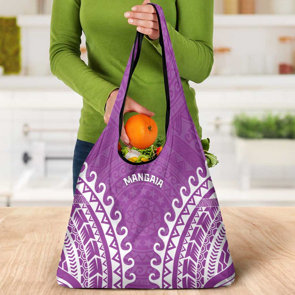 Custom Cook Islands Mangaia Grocery Bag Polynesian Tribal Tattoo