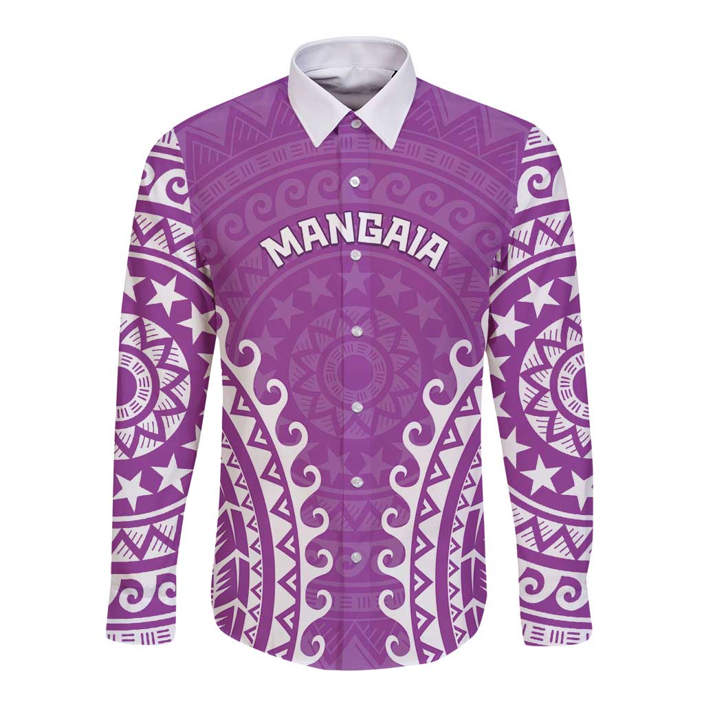 Custom Cook Islands Mangaia Long Sleeve Button Shirt Polynesian Tribal Tattoo