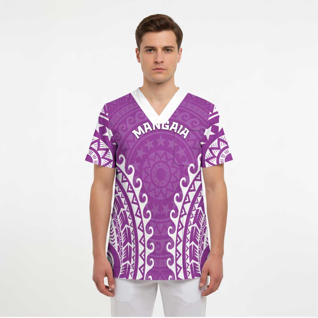 Custom Cook Islands Mangaia Scrub Top Polynesian Tribal Tattoo - Polynesian Pride