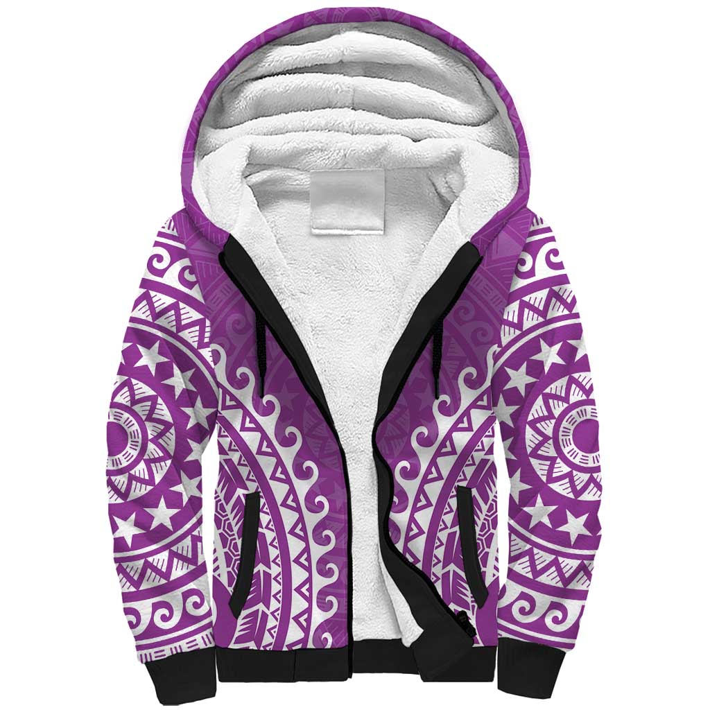 Custom Cook Islands Mangaia Sherpa Hoodie Polynesian Tribal Tattoo