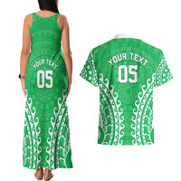 Custom Cook Islands Mitiaro Couples Matching Tank Maxi Dress and Hawaiian Shirt Polynesian Tribal Tattoo