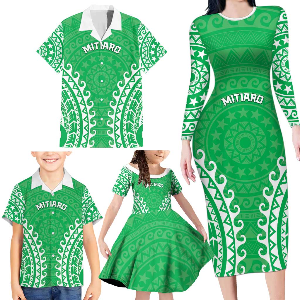 Custom Cook Islands Mitiaro Family Matching Long Sleeve Bodycon Dress and Hawaiian Shirt Polynesian Tribal Tattoo
