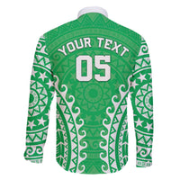 Custom Cook Islands Mitiaro Family Matching Off The Shoulder Long Sleeve Dress and Hawaiian Shirt Polynesian Tribal Tattoo LT05 - Polynesian Pride