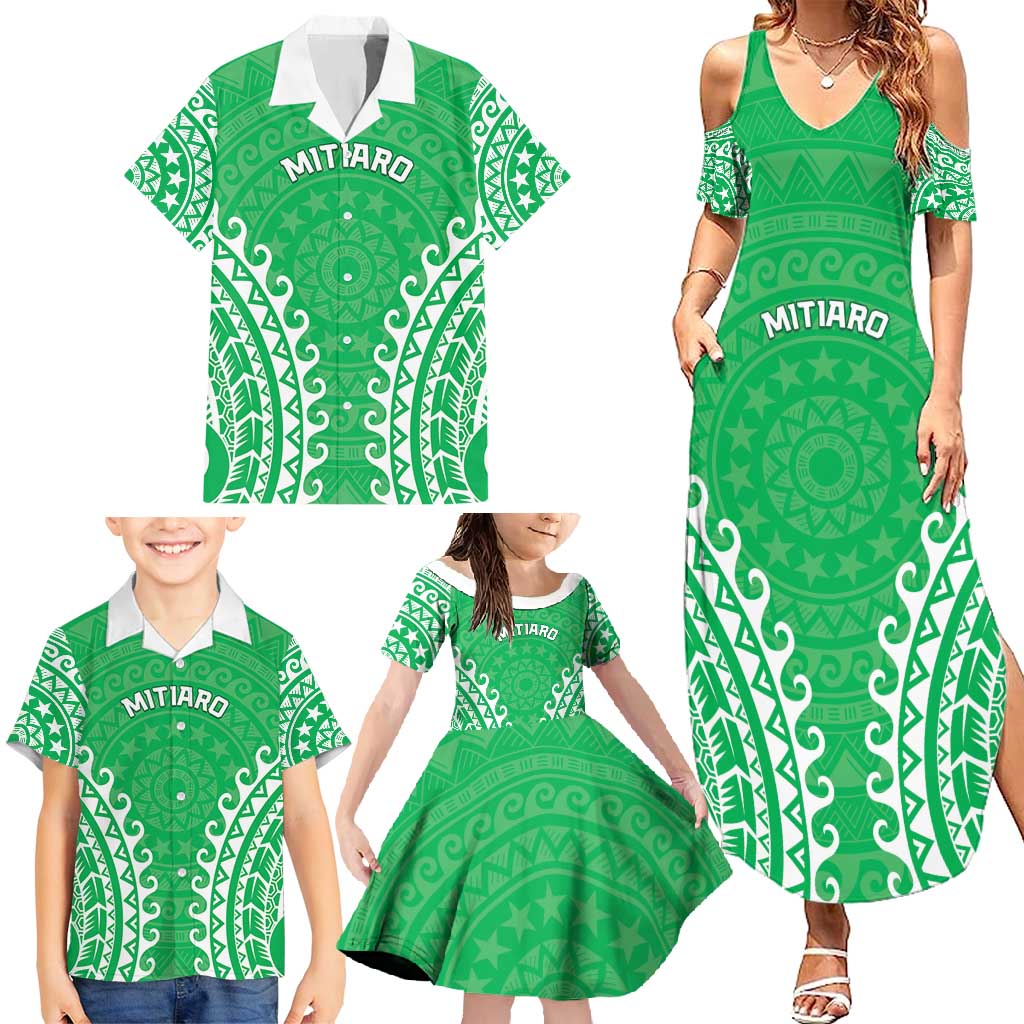 Custom Cook Islands Mitiaro Family Matching Summer Maxi Dress and Hawaiian Shirt Polynesian Tribal Tattoo