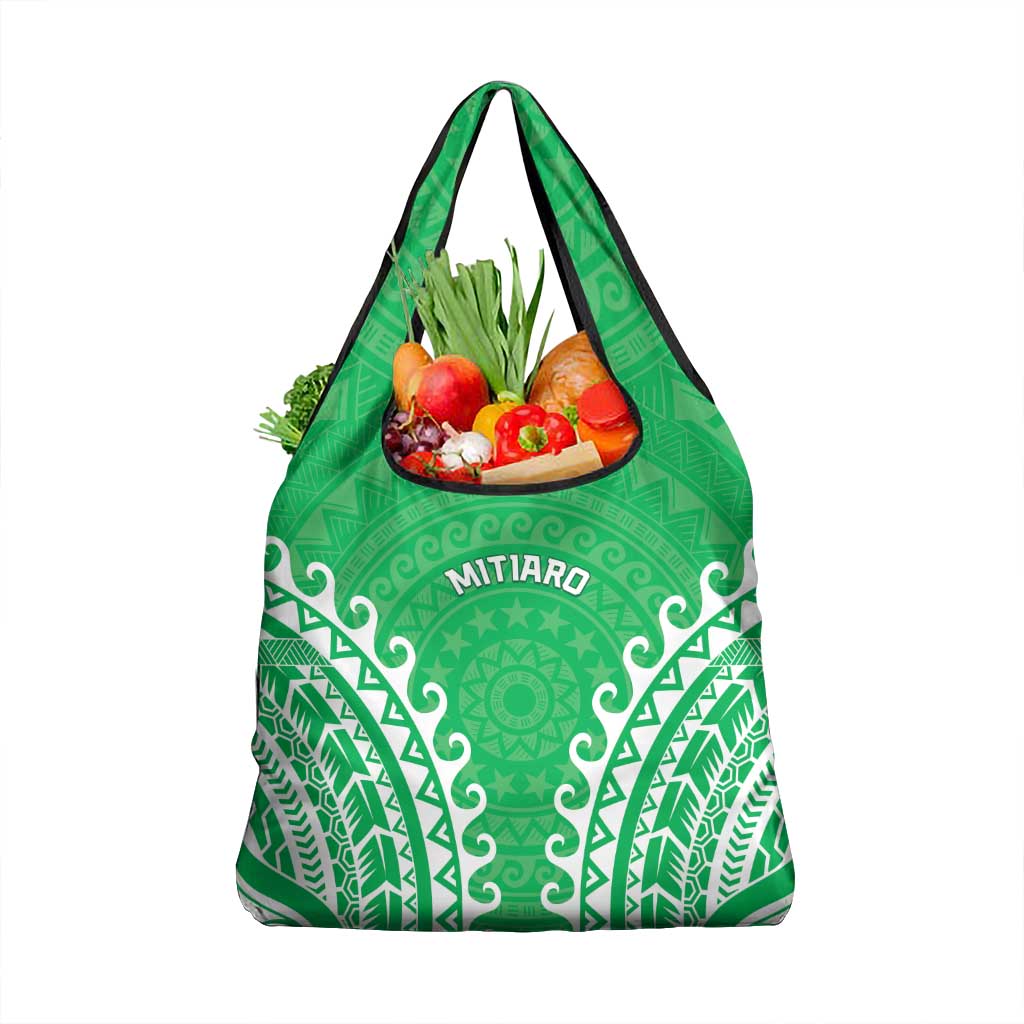 Custom Cook Islands Mitiaro Grocery Bag Polynesian Tribal Tattoo