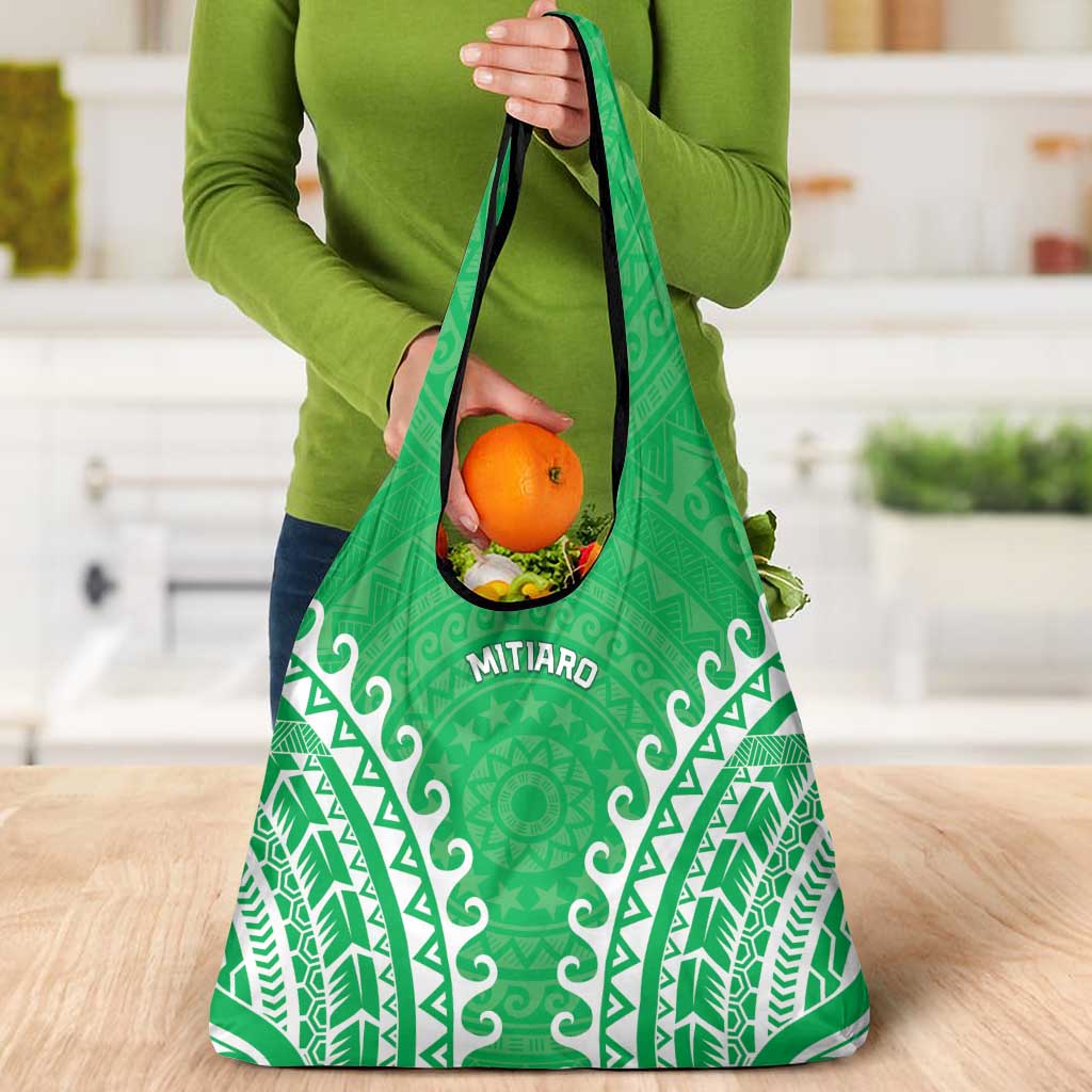 Custom Cook Islands Mitiaro Grocery Bag Polynesian Tribal Tattoo