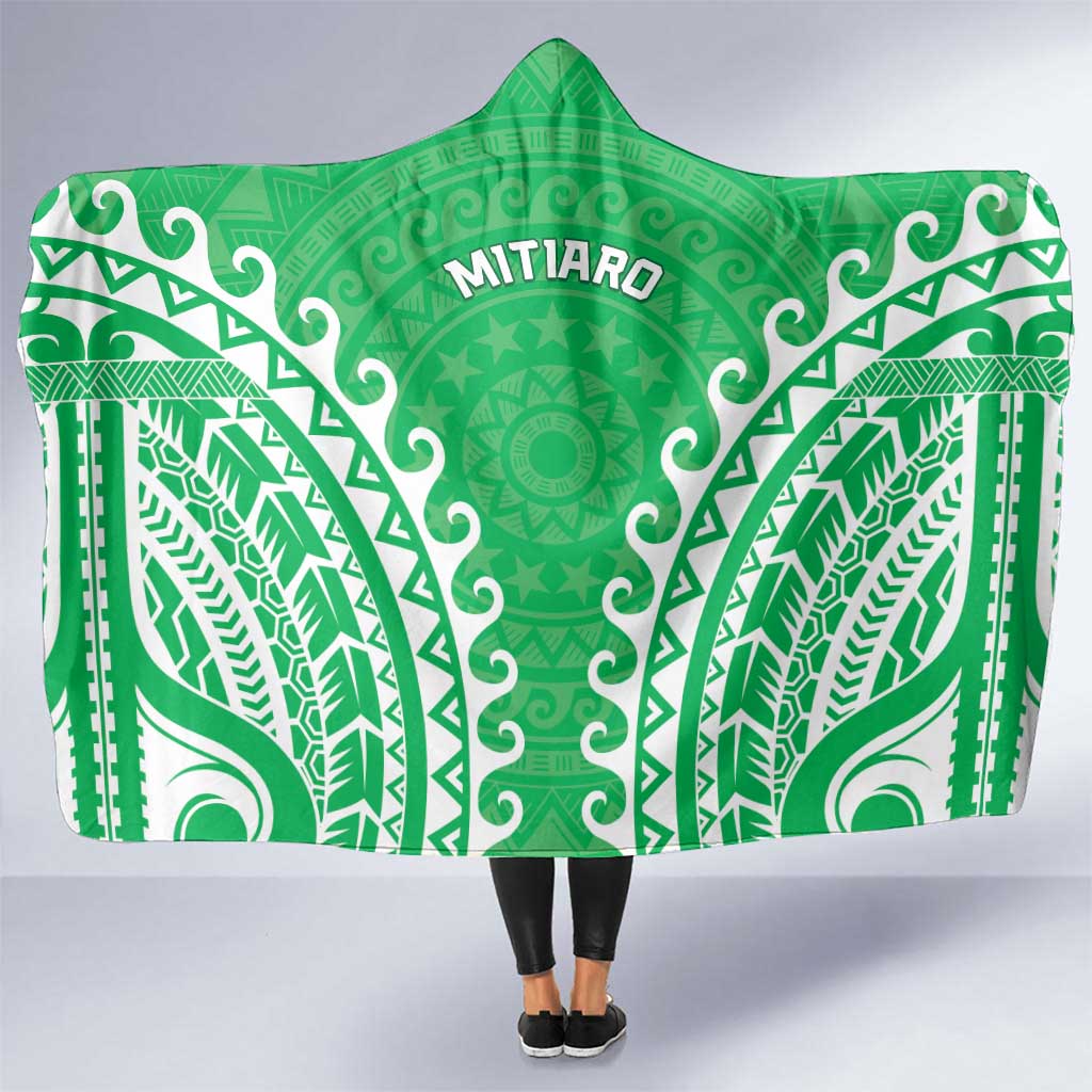 Custom Cook Islands Mitiaro Hooded Blanket Polynesian Tribal Tattoo