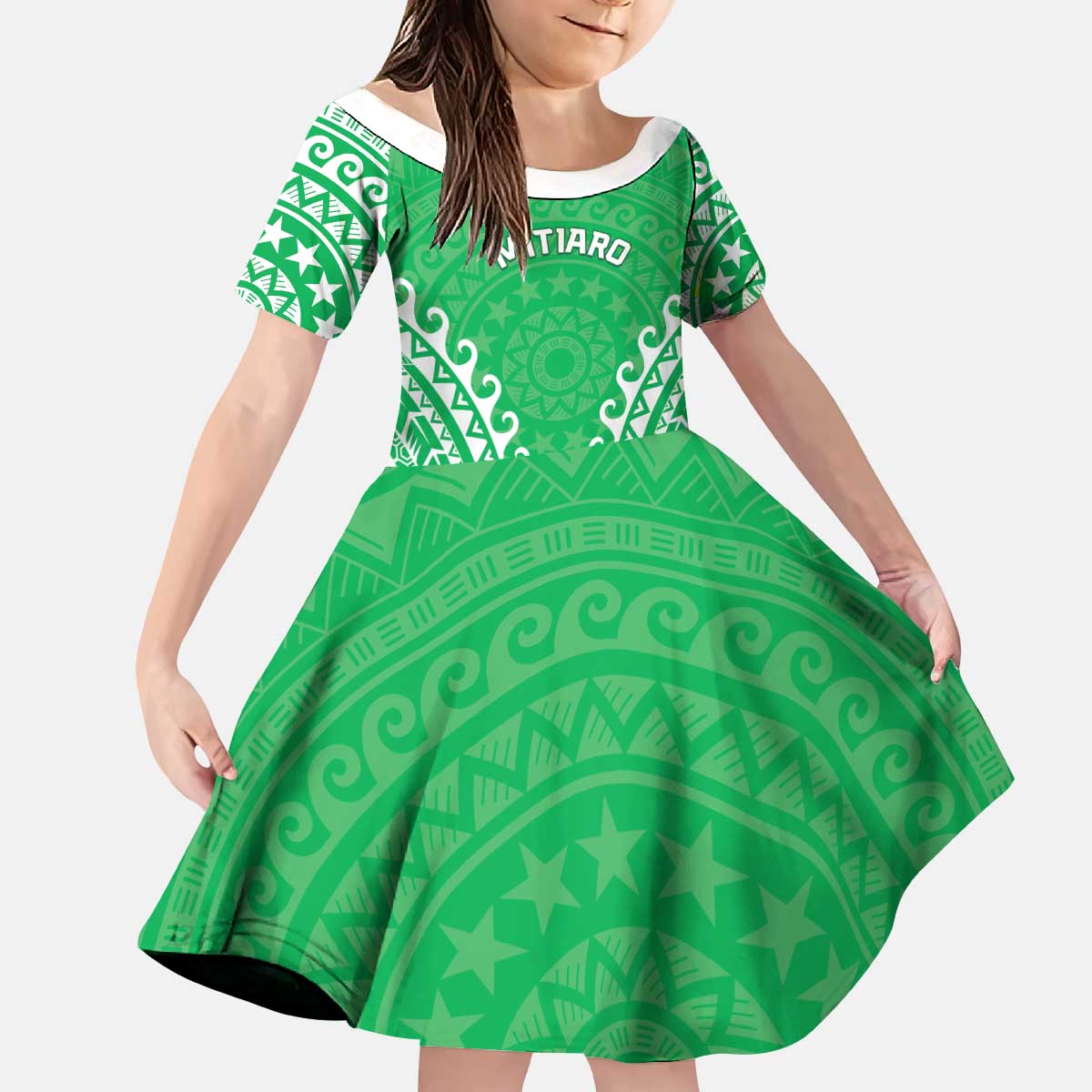 Custom Cook Islands Mitiaro Kid Short Sleeve Dress Polynesian Tribal Tattoo