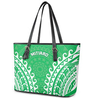 Custom Cook Islands Mitiaro Leather Tote Bag Polynesian Tribal Tattoo