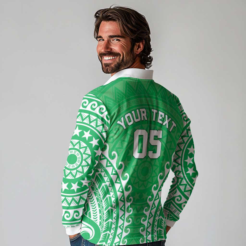 Custom Cook Islands Mitiaro Long Sleeve Polo Shirt Polynesian Tribal Tattoo