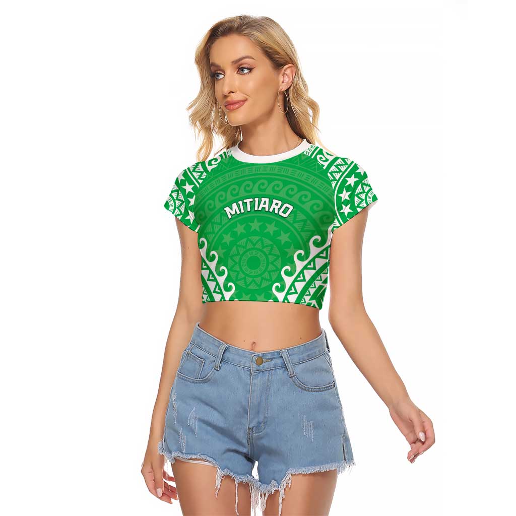 Custom Cook Islands Mitiaro Raglan Cropped T Shirt Polynesian Tribal Tattoo